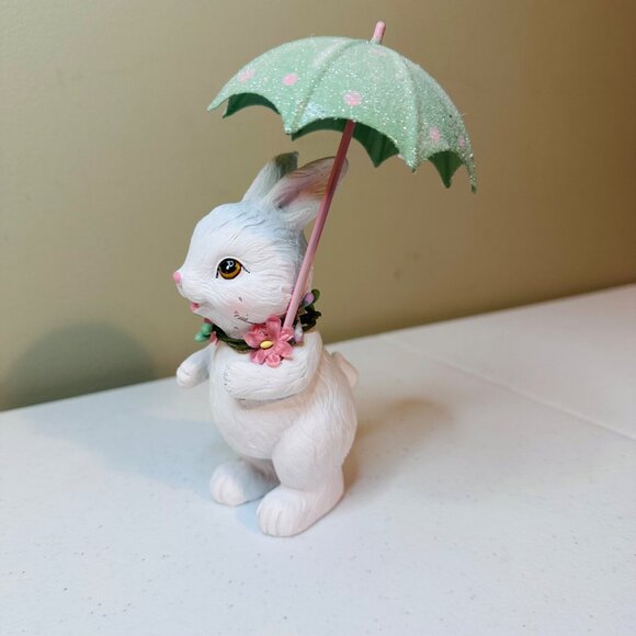 Easter Bunny holding Umbrella Figurine Spring bunny Spring Showers decoration - Picture 9 of 13